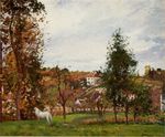 Писсарро Пейзаж с белой лошадью в поле Эрмитаж 1872г
